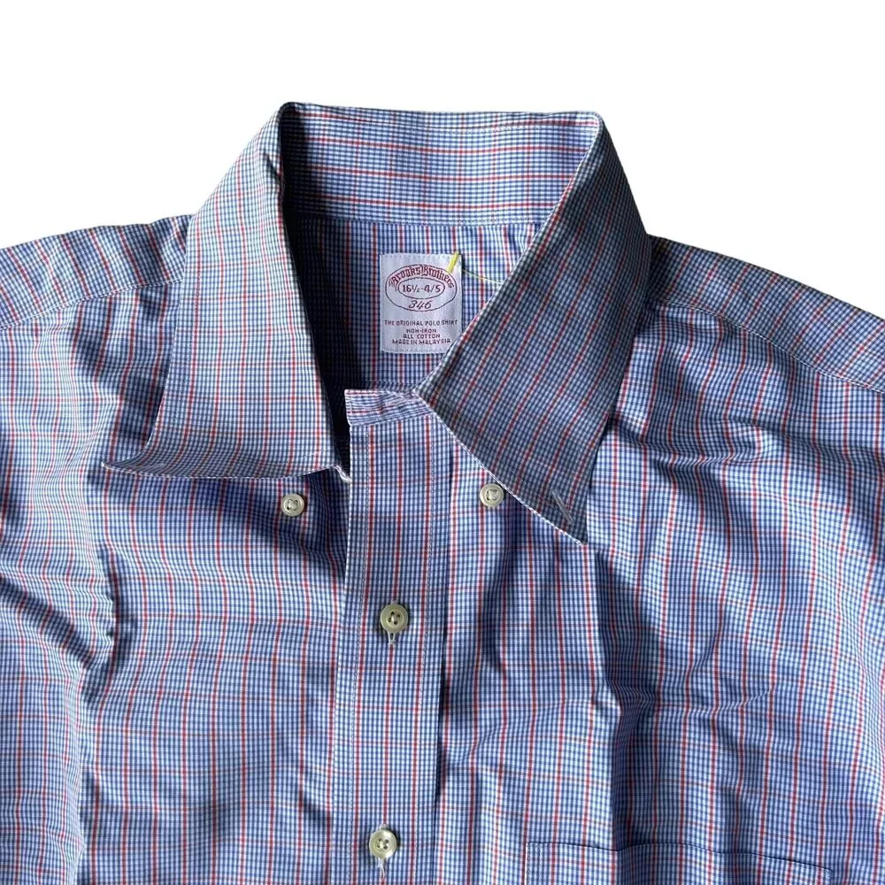 Brooks Brothers 346 Shirt 16.5 4/5 Men's Blue The Original Polo Shirt All Cotton - Picture 7 of 12